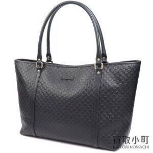 Gucci Guccissima Leather Tote Bag Black Double GG Logo